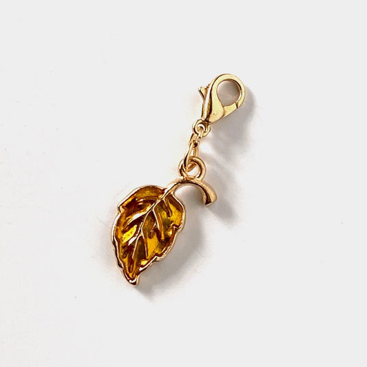 Orange Leaf Charms | Orange Enamel Leaf Bookmark | Autumn Stitch Marker