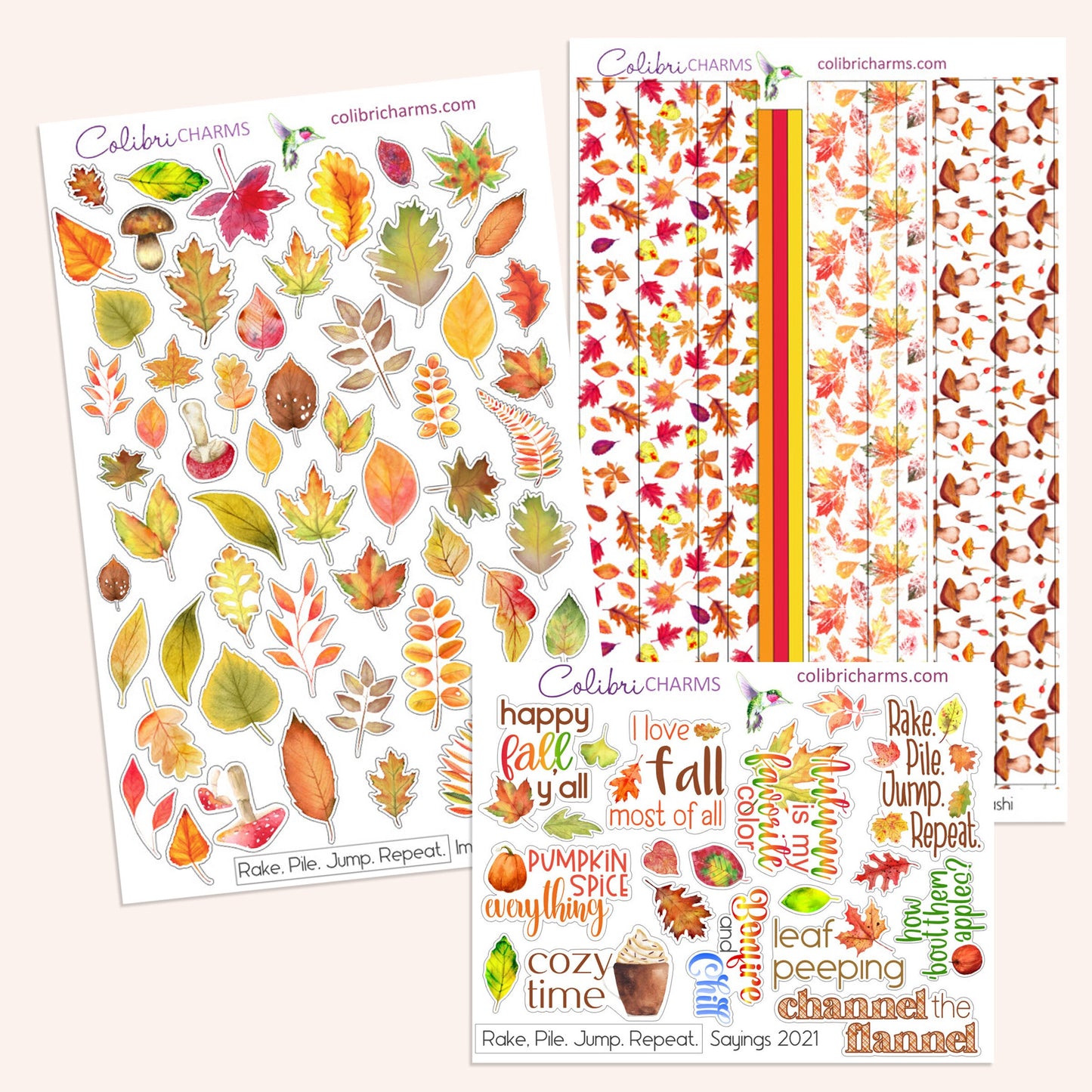 Rake. Pile. Jump. Repeat. Planner Stickers | Fall Leaves Stickers | Autumn Stickers | Seasonal Planner Stickersr