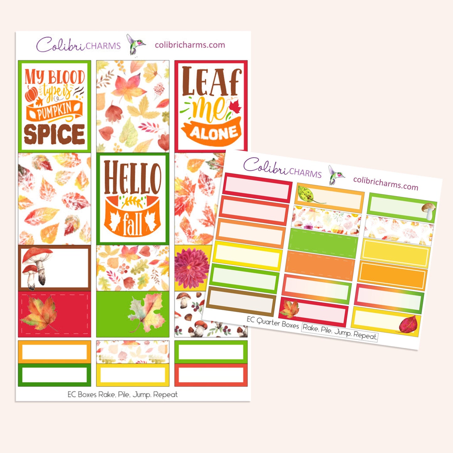 Rake. Pile. Jump. Repeat. Box Planner Stickers | Autumn Leaf Stickers | Seasonal Planner Stickers | Happy Planner Leaf | EC Stickers