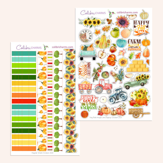 Hay Ride Planner Stickers | Autumn Stickers | Harvest Festival Stickers | Seasonal Planner Stickers