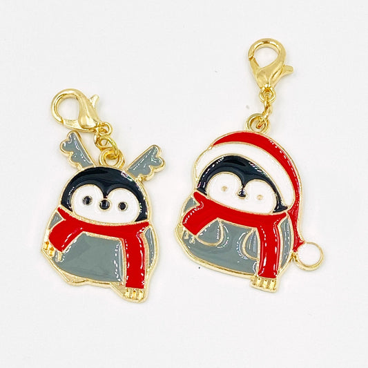 Penguins Charm | Holiday Planner Clip | Christmas Stitch Marker | Winter Bookmark