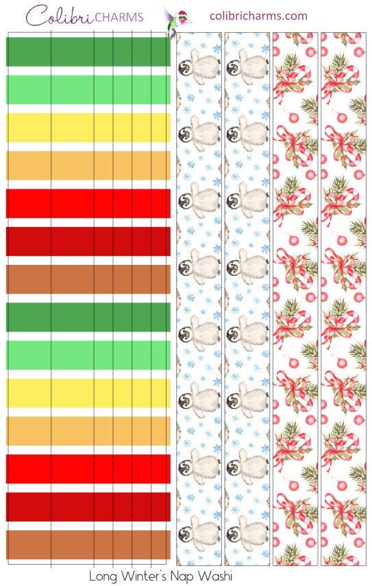 Long Winter’s Nap Washi Strip Stickers | Penguin Stickers | Holiday Planner Stickers | Seasonal Planner Stickersr