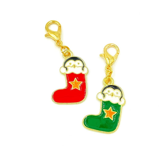 Stockings with Penguins Charms | Holiday Planner Clip | Christmas Stitch Marker | Winter Bookmark