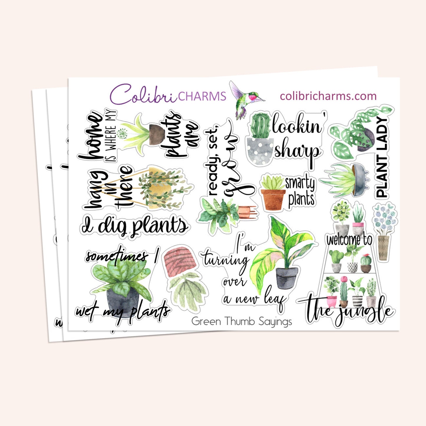 Green Thumb Planner Stickers | Plant Lovers’ Stickers | Plant Fan Stickers | Houseplant Stickers | Seasonal Planner Stickers