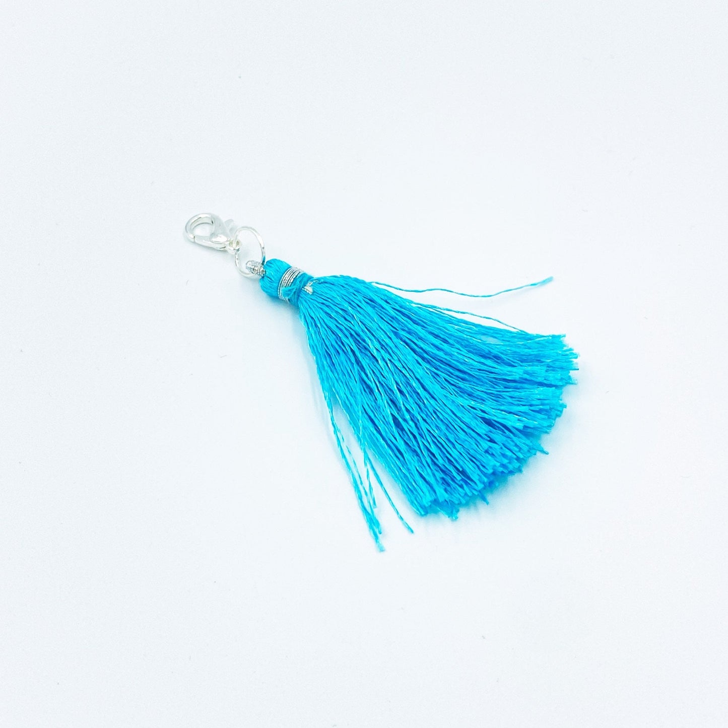 Aqua Tassel Charm | Blue Planner Tassel | Fringe Purse Charm | Fringe Planner Clip