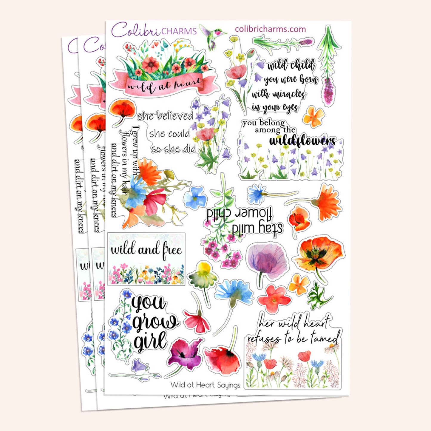 Wild at Heart Planner Stickers | Wildflowers Stickers | Poppy Stickers | Planner Sticker Kit | Seasonal Planner Stickers