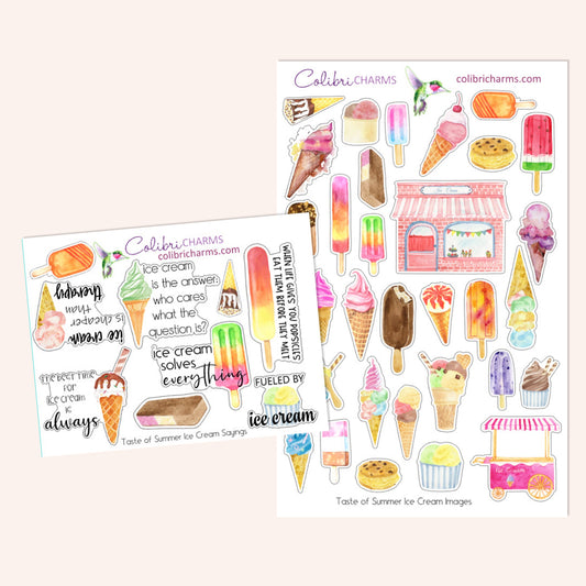 Ice Cream Planner Stickers | Taste of Summer Stickers | Summer Treats Stickers | Ice Lolly Stickers | Seasonal Planner Stickers