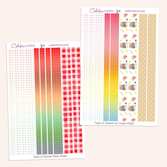 Taste of Summer Washi Strip Stickers | Ice Cream Washi | Picnic Planner Stickers | Seasonal Planner Stickers