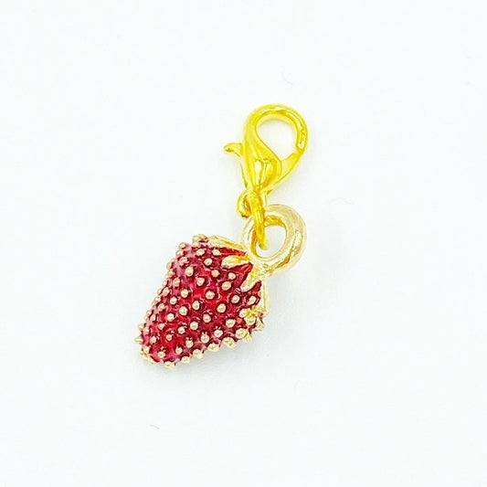 Tiny Strawberry Charm | Fruit Planner Clip | Summer Stitch Marker | Berry Bookmark