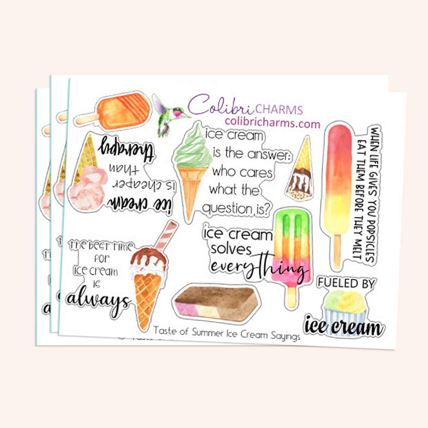 Ice Cream Planner Stickers | Taste of Summer Stickers | Summer Treats Stickers | Ice Lolly Stickers | Seasonal Planner Stickers