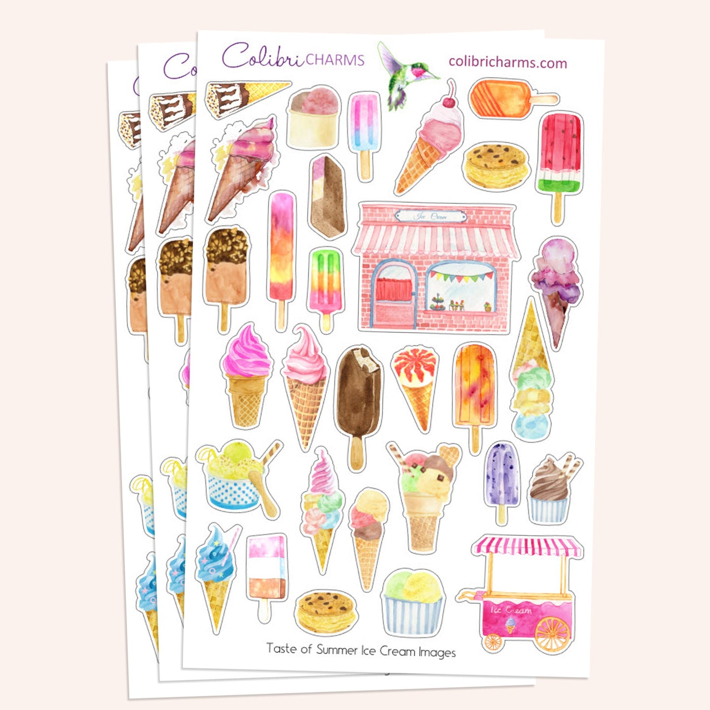 Ice Cream Planner Stickers | Taste of Summer Stickers | Summer Treats Stickers | Ice Lolly Stickers | Seasonal Planner Stickers