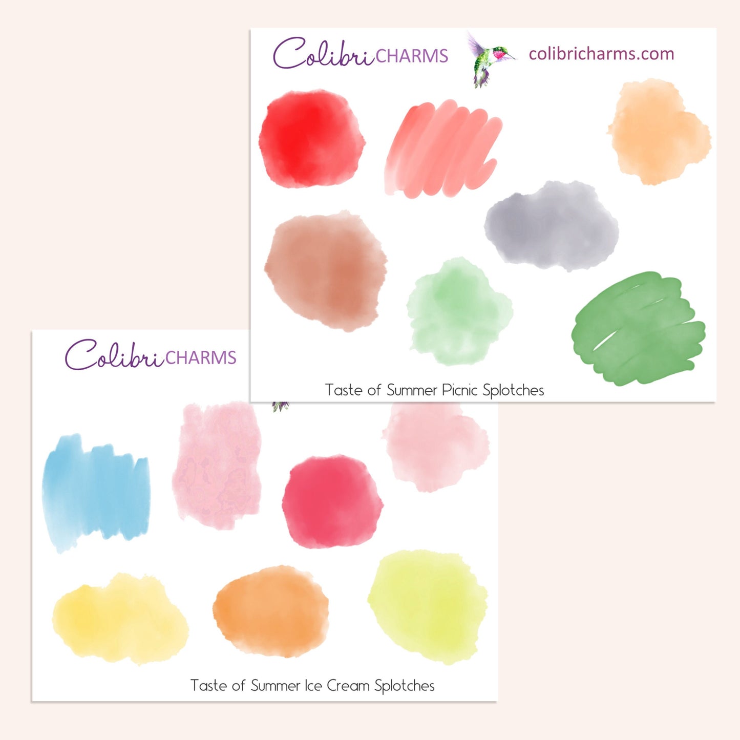 Taste of Summer Splotches Planner Stickers | Watercolor Swatches Stickers | Splotch Stickers | Seasonal Planner Stickers