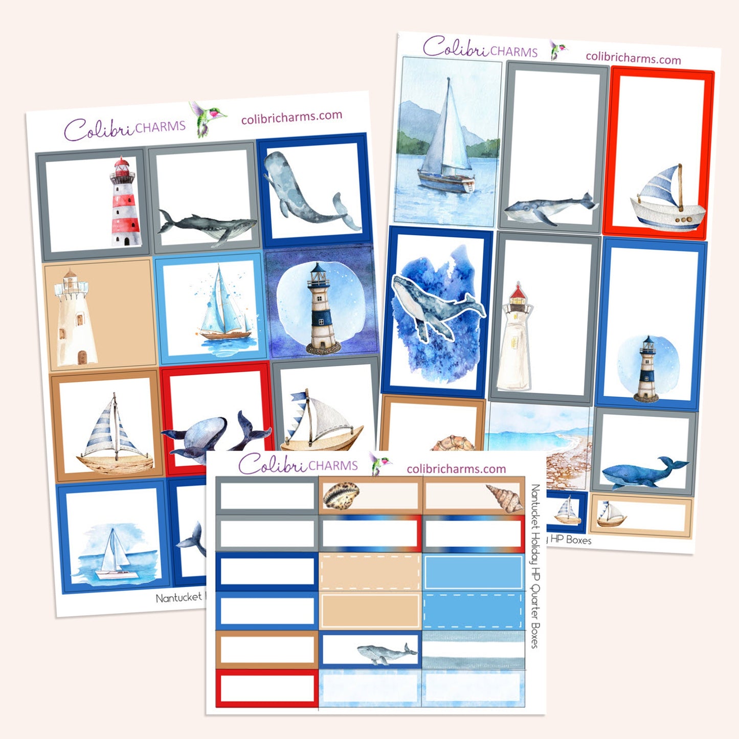 Nantucket Box Planner Stickers, Whale Stickers