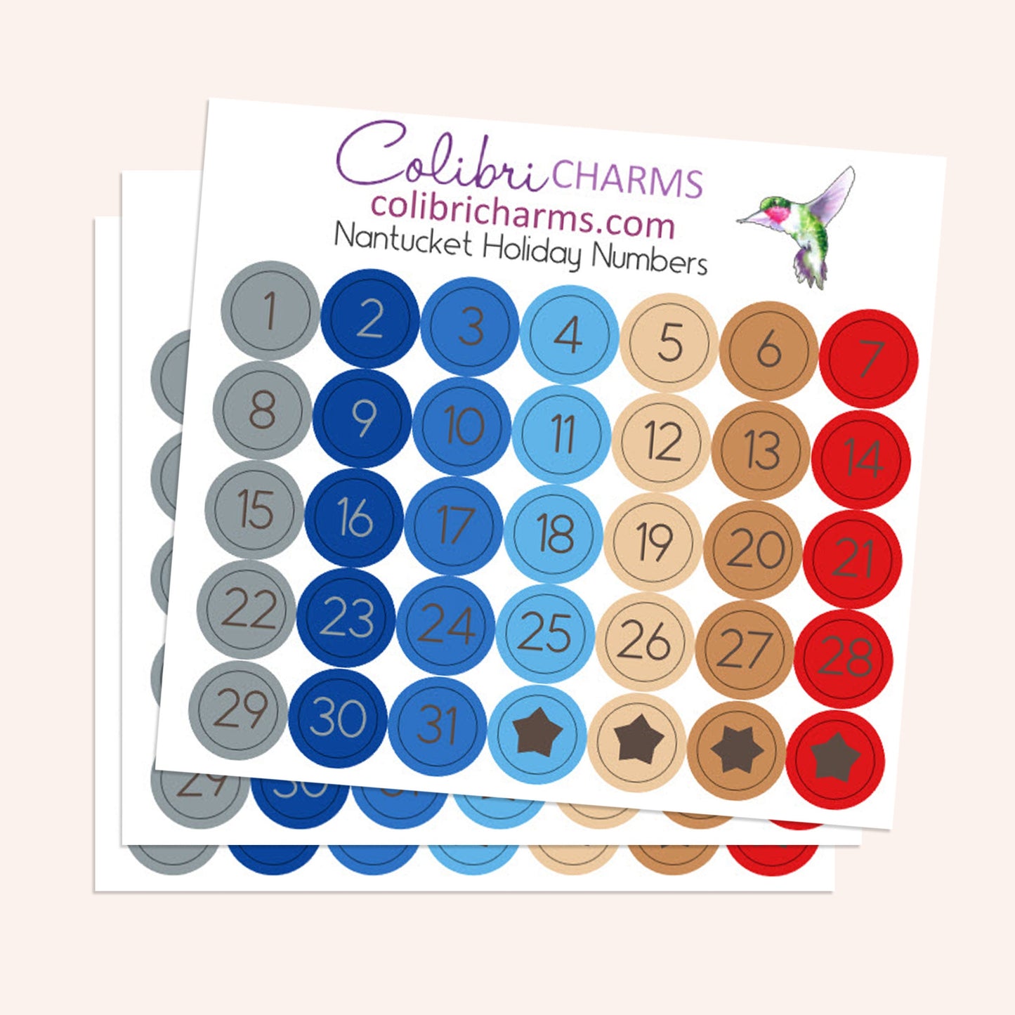 Nantucket Holiday Brushstroke Days of the Week Planner Stickers | Independence Day Watercolor DOTW | Number Stickers | Date Dots