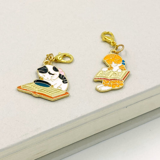 Reading Cats Planner Charms | Kitty Stitch Marker | Bookmark | Perfect Gift for Cat Lover | Book Lover Progress Keeper | Counter