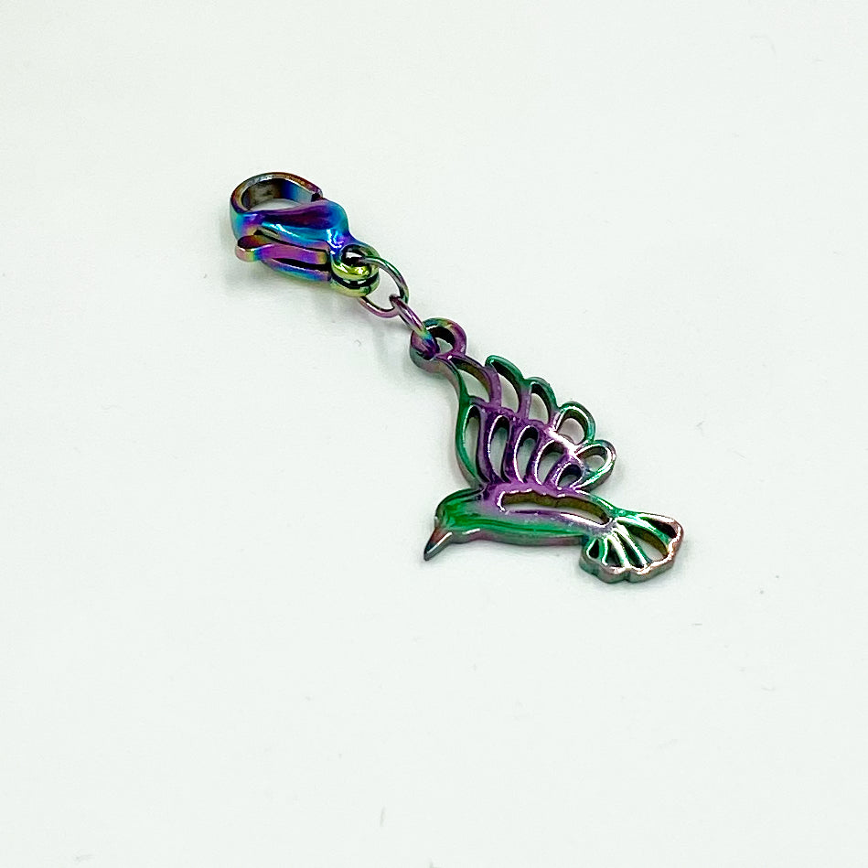 Multichrome Hummingbird Planner Charm | Purple Bird Clip | Stitch Marker | Bookmark | Progress Keeper | Counter