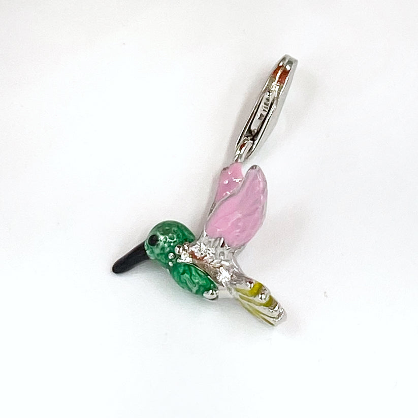 Silver Enamel Hummingbird Planner Charm | Bird Clip | Stitch Marker | Bookmark | Progress Keeper | Counter